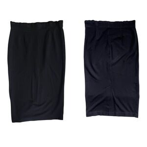 Eileen Fisher Black Stretch Modest Calf Length Pencil Skirt XS